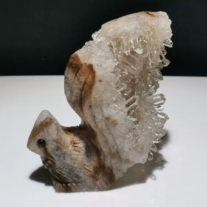 Quartz Crystal Squirrel Carving, Amazing Spikes of Quartz, 115.8g, 64x60x28, NWT